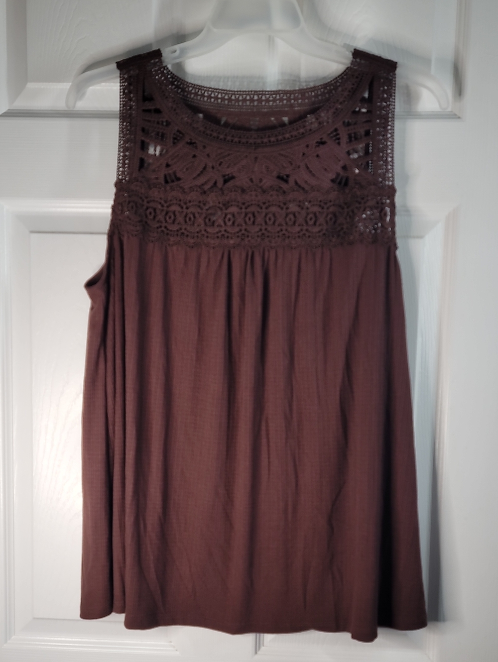 torrid ☆ Brown Crochet Yoke Tank Top